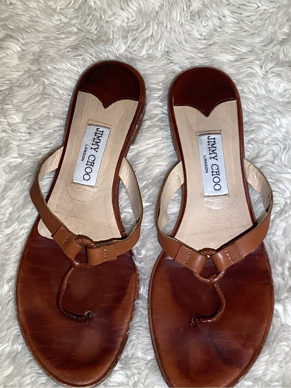Jimmy Choo Women’s Brown Leather Slide Sandals size 9